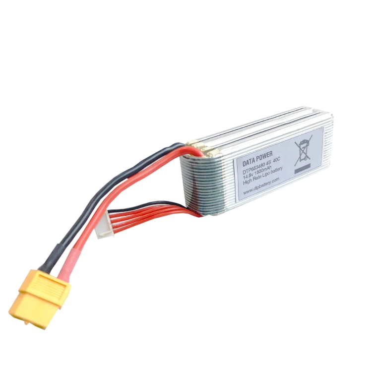 14.8V Drone Power Module 1500mAh 40c Drone Lithium Baterai Dtp 653480-4s 2
